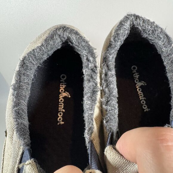 S Ortho Comfoot‎ Tan Canvas Orthotic Slip on Comfort Shoes Mens EU 44.5 US 10.5 - Picture 7 of 8